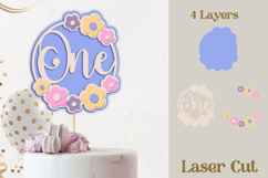 One cake topper svg, Flower first Birthday, 3d layered decor Product Image 1