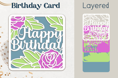 Roses Birthday card svg, Happy Birthday 3d gift laser Product Image 1