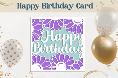 Flowers Birthday card laser cut, 3D Layered Birthday svg Product Image 1