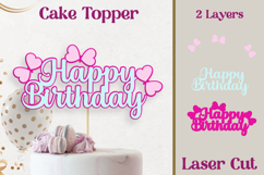 Happy Birthday Cake Topper, Butterfly Cake Topper Layered Product Image 1