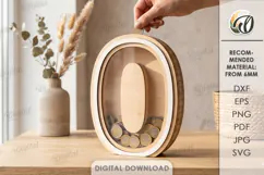 3D Number Piggy Bank Laser Cut. Money Box. Zero SVG Product Image 1