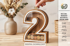 3D Numbers Piggy Banks Bundle Laser Cut. Money Box SVG Product Image 6