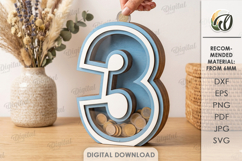 3D Numbers Piggy Banks Bundle Laser Cut. Money Box SVG Product Image 8