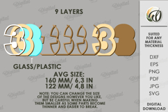 3D Number Piggy Bank Laser Cut. Money Box. Three SVG Product Image 2