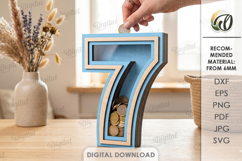 3D Numbers Piggy Banks Bundle Laser Cut. Money Box SVG Product Image 12