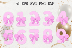 Birthday numbers with bow, 3d layered cake topper svg Product Image 2