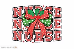 Retro Nurse Christmas Coquette Bow SVG T-shirt Design Product Image 1