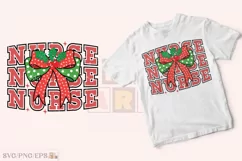 Retro Nurse Christmas Coquette Bow SVG T-shirt Design Product Image 2