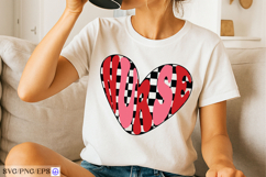 Retro Nurse Love Hearts Valentines SVG PNG T-shirt Design Product Image 2