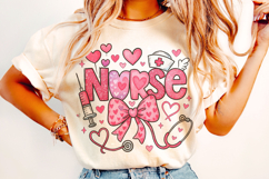 Nurse Valentine's Day PNG, Nurse Mom PNG, Coquette Bow PNG Product Image 2