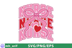Nurse Coquette Bow Valentines Day SVG PNG T-shirt Design Product Image 1