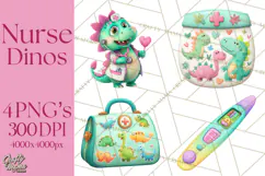 Pediatric Nurse Dinosaur Clipart Cute Medical PNG Product Image 1