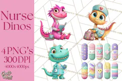 Pediatric Nurse Dinosaur Clipart Cute Medical PNG Product Image 1