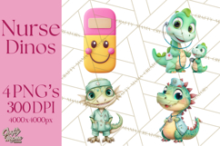 Pediatric Nurse Dinosaur Clipart Cute Medical PNG Product Image 1