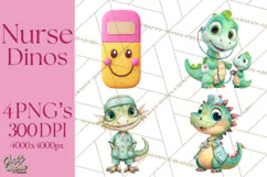 Pediatric Nurse Dinosaur Clipart Cute Medical PNG Product Image 1