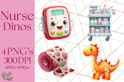 Pediatric Nurse Dinosaur Clipart Cute Medical PNG Product Image 1
