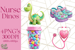Pediatric Nurse Dinosaur Clipart Cute Medical PNG Product Image 1