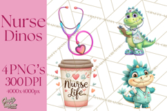 Pediatric Nurse Dinosaur Clipart Cute Medical PNG Product Image 1