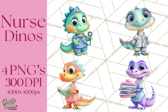 Pediatric Nurse Dinosaur Clipart Cute Medical PNG Product Image 1