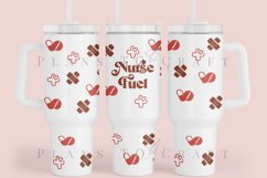 nurse fuel  40oz quencher tumbler sublimation full wrap high resolution transparant background