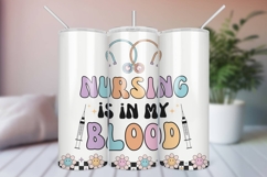 Groovy Nurse Is In My Blood Skinny Tumbler Wrap Product Image 1