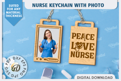 Nurse Keychain with Photo Laser Cut. Nurse Keychain SVG Product Image 1