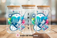 Tumbler Sublimation Nurse, 16 oz glass can wrap, Libbey 16 oz template, can glass beer