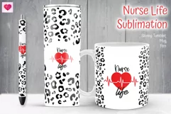 nurse life and leopard sublimation for tumbler and mug and pen