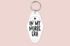 Nurse motel keychain SVG design featuring a retro key tag style, suitable for creating themed keychains using Cricut or Silhouette, ideal for healthcare-inspired craft and design projects.