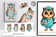 Digital Paper Nurse Owl Product Image 1