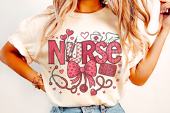 Nurse Valentine's Day PNG, Nurse Mom PNG, Coquette Bow PNG Product Image 2