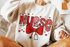 Nurse Valentine's Day PNG, Nurse Mom PNG, Coquette Bow PNG Product Image 1
