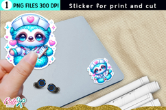 Nurse Sticker PNG sloth Medical Print and Cut Design
