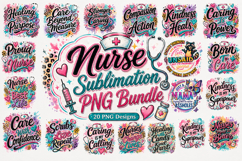 Nurse Sublimation PNG Bundle, Inspirational Nursing Quotes Product Image 1