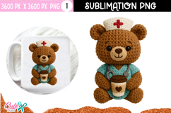 Nurse Teddy Crochet Sublimation Design |DTF Transfer Product Image 1