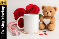 Valentine Nurse Bear Mug Mockup JPG | Sublimation Coffee Cup Product Image 2