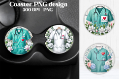 Nurse flower coaster sublimation | Medical coaster PNG Product Image 1