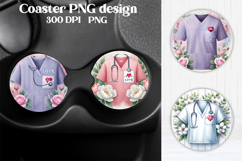 Nurse flower coaster sublimation | Medical coaster PNG Product Image 1