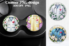 Nurse flower coaster sublimation | Medical coaster PNG Product Image 1