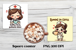 Funny coffee nurse square coaster | Sarcastic nurse coaster Product Image 1