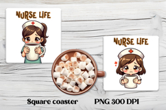 Funny coffee nurse square coaster | Sarcastic nurse coaster Product Image 1