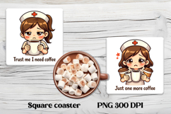 Funny coffee nurse square coaster | Sarcastic nurse coaster Product Image 1