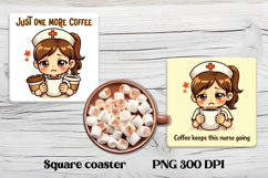 Funny coffee nurse square coaster | Sarcastic nurse coaster Product Image 1