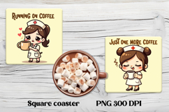 Funny coffee nurse square coaster | Sarcastic nurse coaster Product Image 1