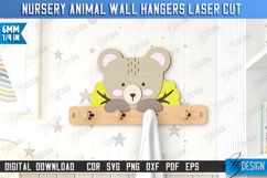 Nursery Animal Wall Hangers Laser Cut Bundle, Wall Hooks SVG Product Image 9