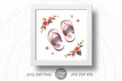 printable clip art of cute flip flops surrounded by flowers