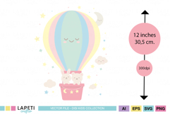 Baby-themed clipart with colorful balloon and dreamy background