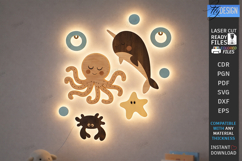 Nursery Luminous Wall Décor Laser Cut | Kids Night Light SVG Product Image 1