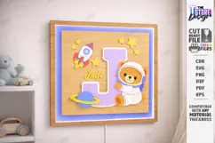 Astronaut Bear Nursery Name Sign Laser Cut | Kids Laser |CNC Product Image 1