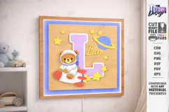 Astronaut Bear Nursery Name Sign Laser Cut | Kids Laser |CNC Product Image 1